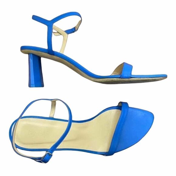 𝅺by FAR Magnolia Ankle Strap Handmade Leather Heeled Sandals Marine Blue - Picture 2 of 8